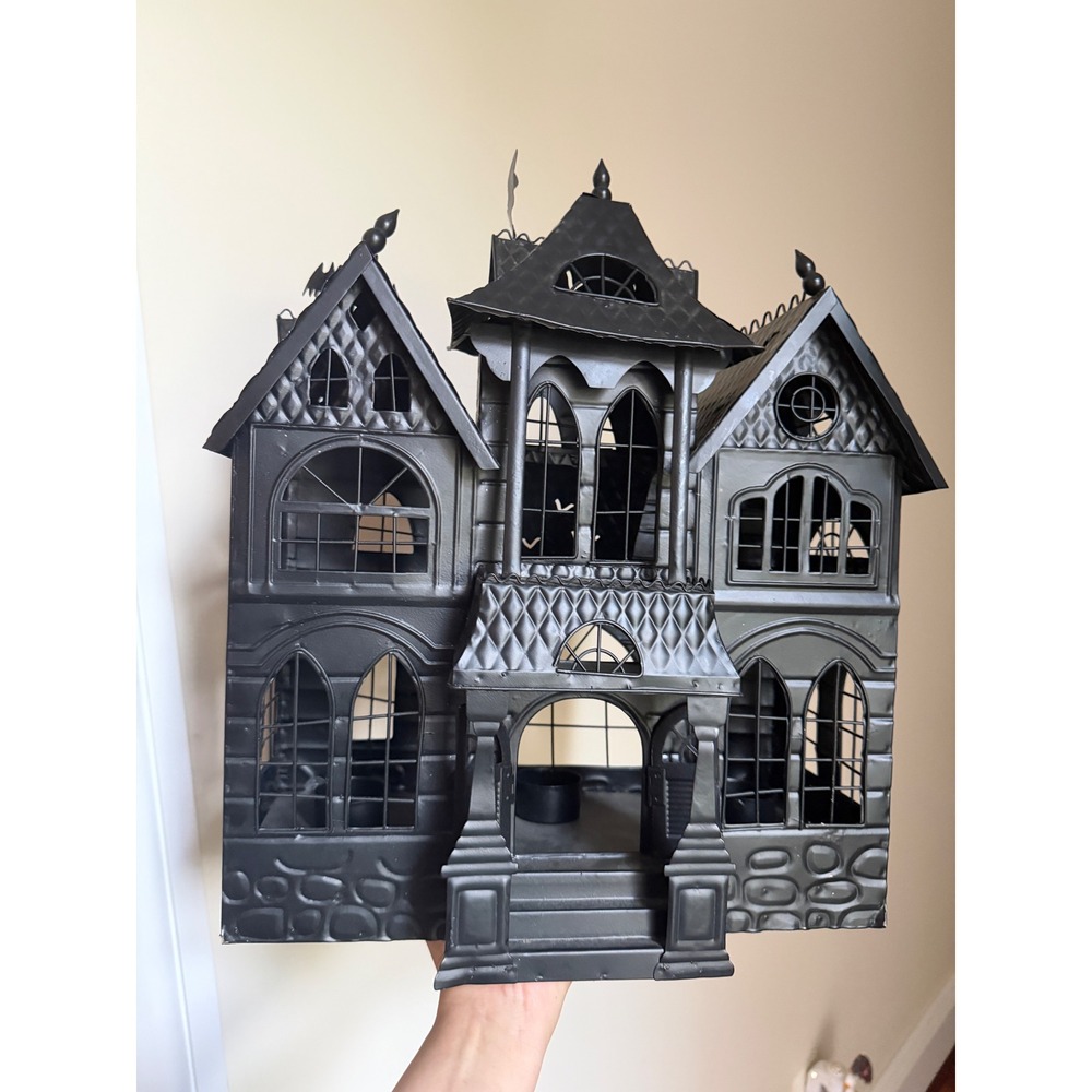 2012 Yankee Candle "Haunted Mansion" Metal 4 candle Light Display Halloween